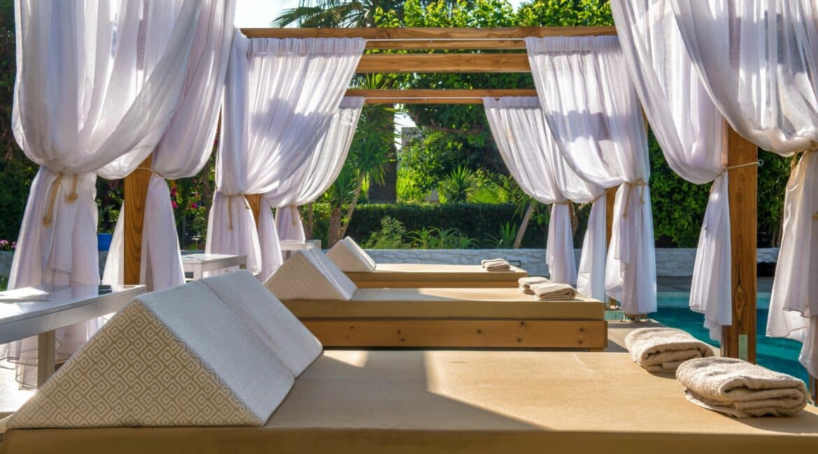 Paralos Lifestyle Beach Crete super comfy day beds and poolside setting
