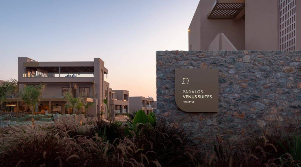 Paralos Venus Suites Crete stunning architecture at sunset