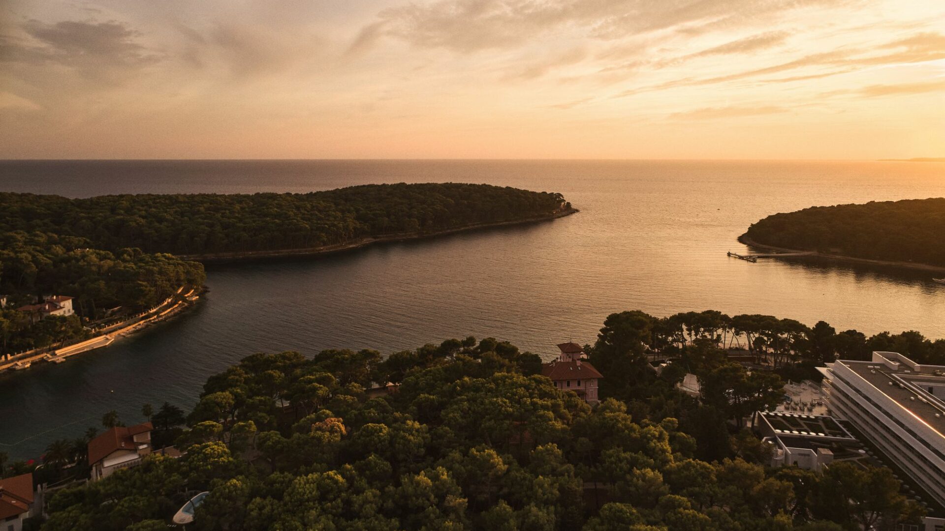Bellevue Hotel aerial footage Cikat Bay Losinj Croatia