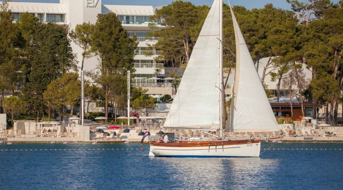 Bellevue Hotel exterior from the sea Losinj Croatia