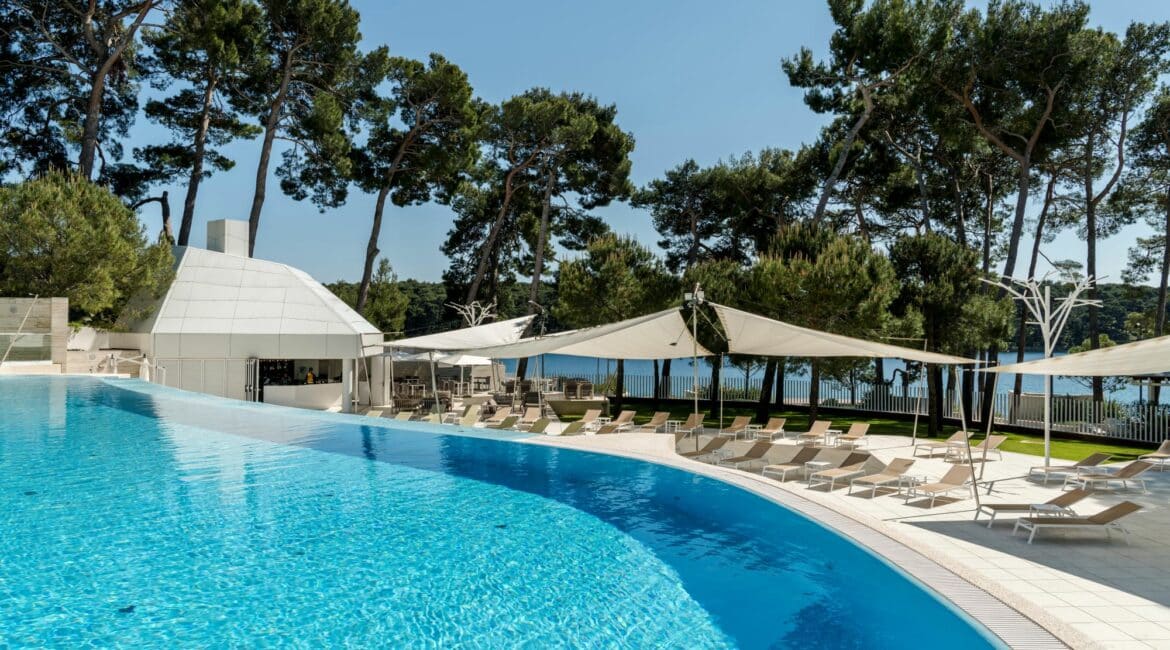 Bellevue Hotel swimming pool and day beds Losinj Croatia