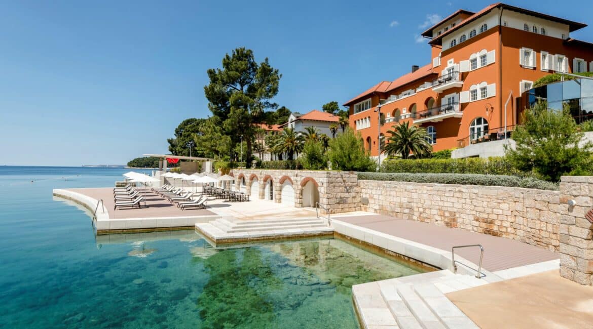 Boutique Hotel Alhambra bathing platforms and crystal clear sea Losinj Croatia