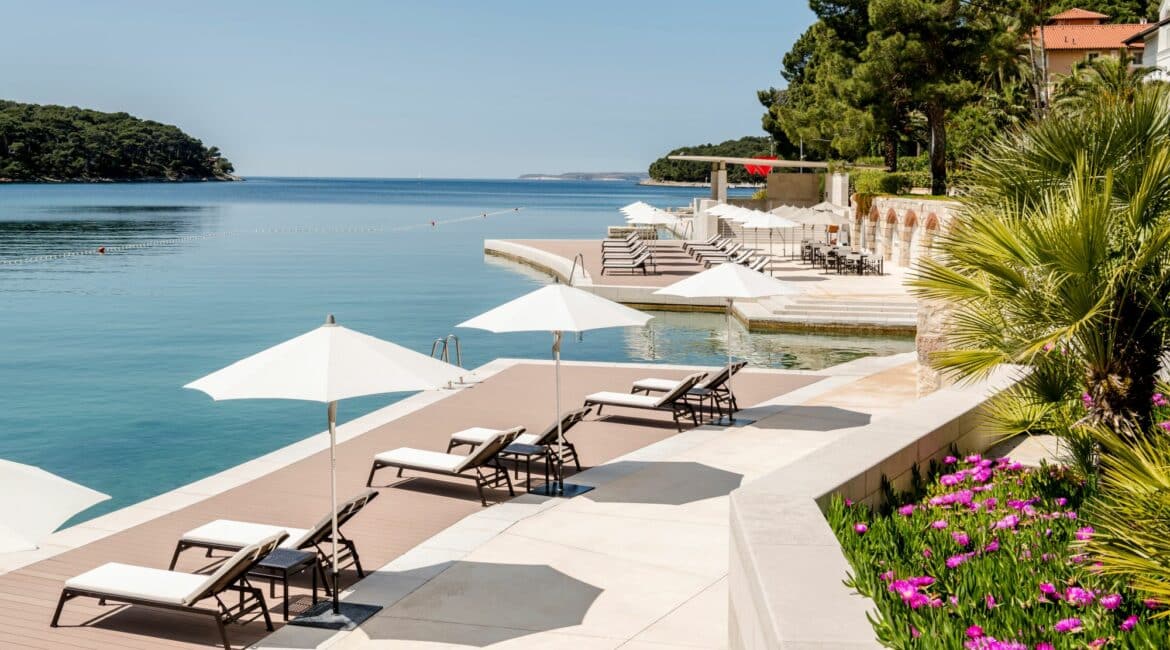 Boutique Hotel Alhambra bathing platforms with day beds and sea access Losinj Croatia