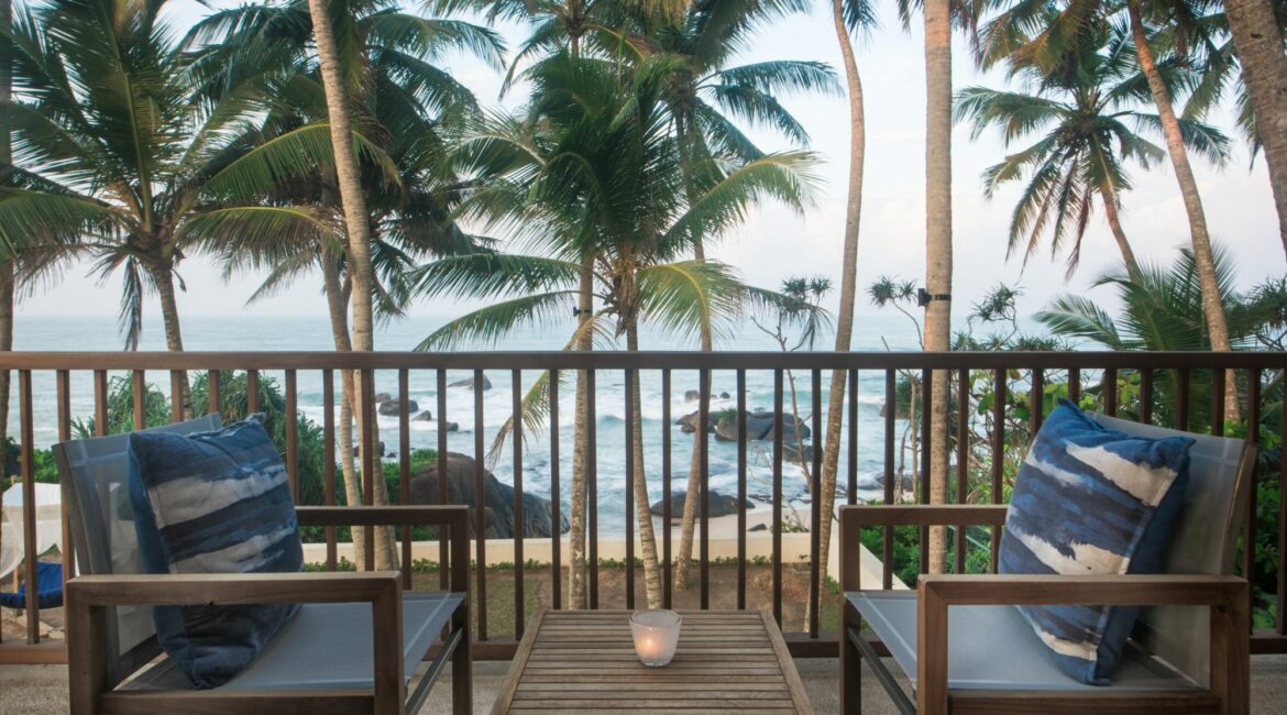 Kumu Beach Balapitiya Sri Lanka Ocean View Suite furnished balcony and Indian Ocean Sea Views
