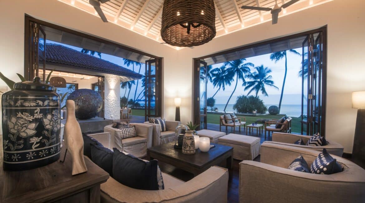 Kumu Beach Balapitiya Sri Lanka gorgeous lounge with Indian Ocean Views