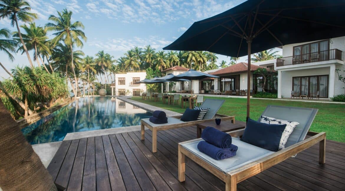 Kumu Beach Balapitiya Sri Lanka immaculate grounds and gardens