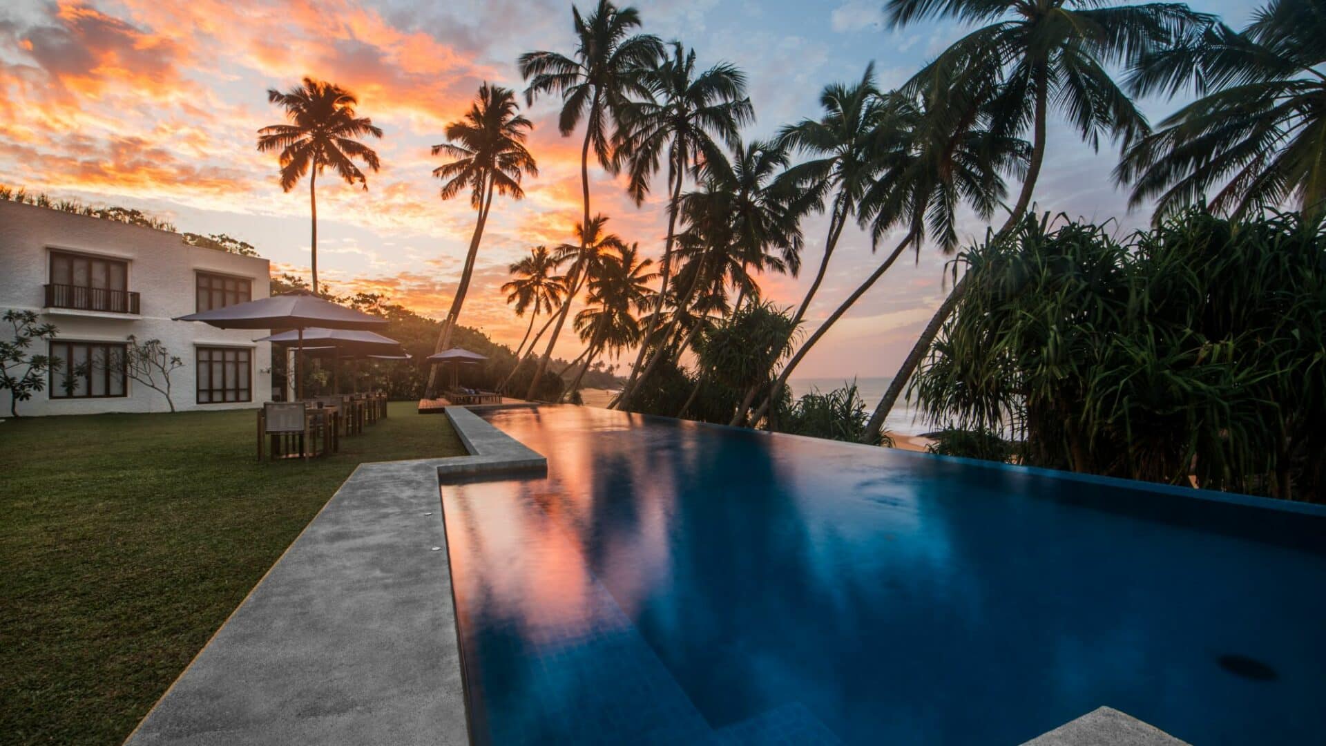 Kumu Beach Balapitiya Sri Lanka impressive swimming pool and sunset views