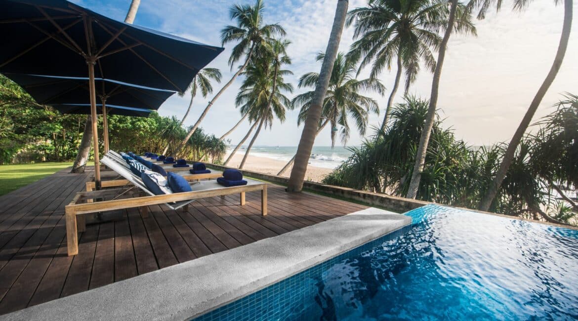 Kumu Beach Balapitiya with sweeping Indian Ocean views from the garden and beachfront pool.