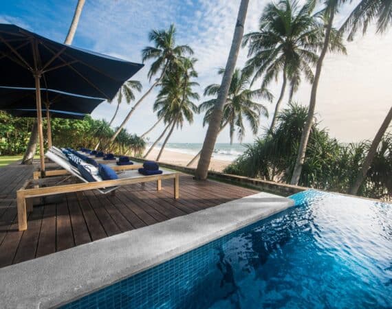 Kumu Beach Balapitiya with sweeping Indian Ocean views from the garden and beachfront pool.