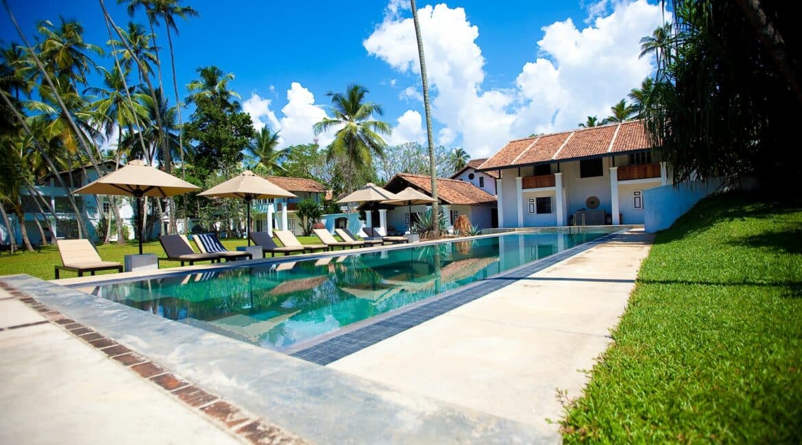 The Villa Bentota stunning courtyard and manicured surrounds