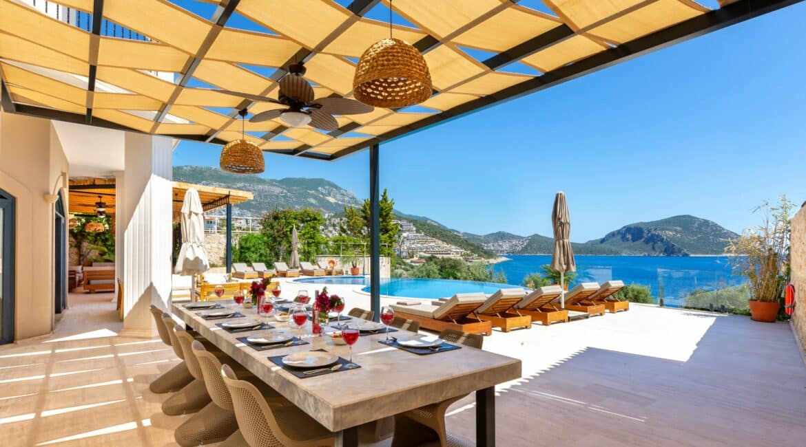 Villa Guney Exclusive 5 bedroom villa Kalamar Bay Kalkan enormous furnished outside terraces