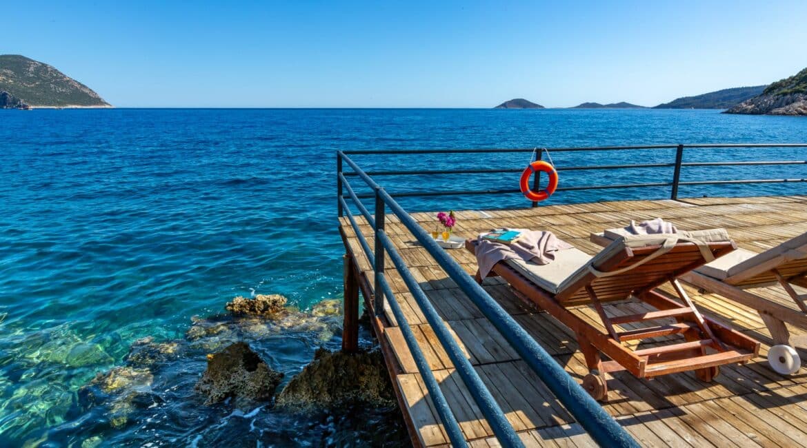 Villa Guney Exclusive 5 bedroom villa Kalamar Bay Kalkan stunning bathing platforms and crystal clear water