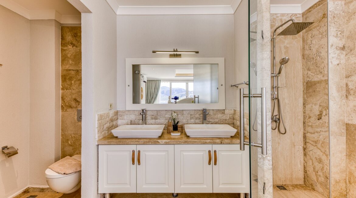 Villa Oasis Kalkan Master Bedroom shower wc and his and hers wash basins