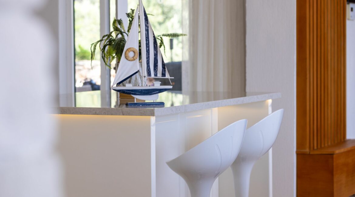 Villa Oasis Kalkan breakfast bar with nautical touches