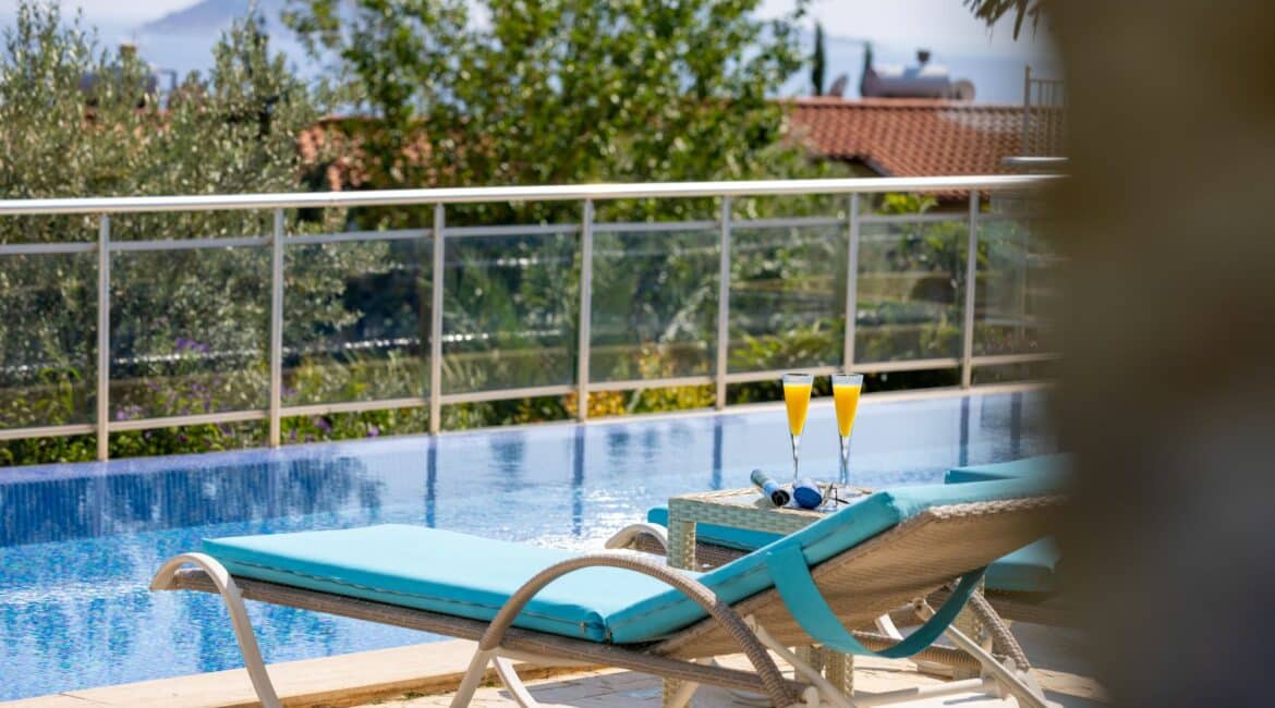 Villa Oasis Kalkan day beds by the pool
