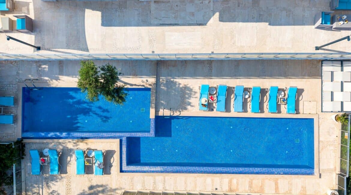Villa Oasis Kalkan drone footgae of the swimming pools