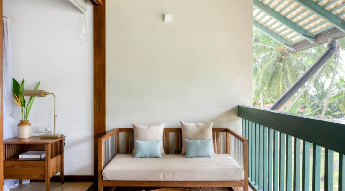 ChatGPT said: Alt text: Kayaam House Sri Lanka – Ocean Suite with elegant sitting area featuring contemporary furnishings and serene coastal tones