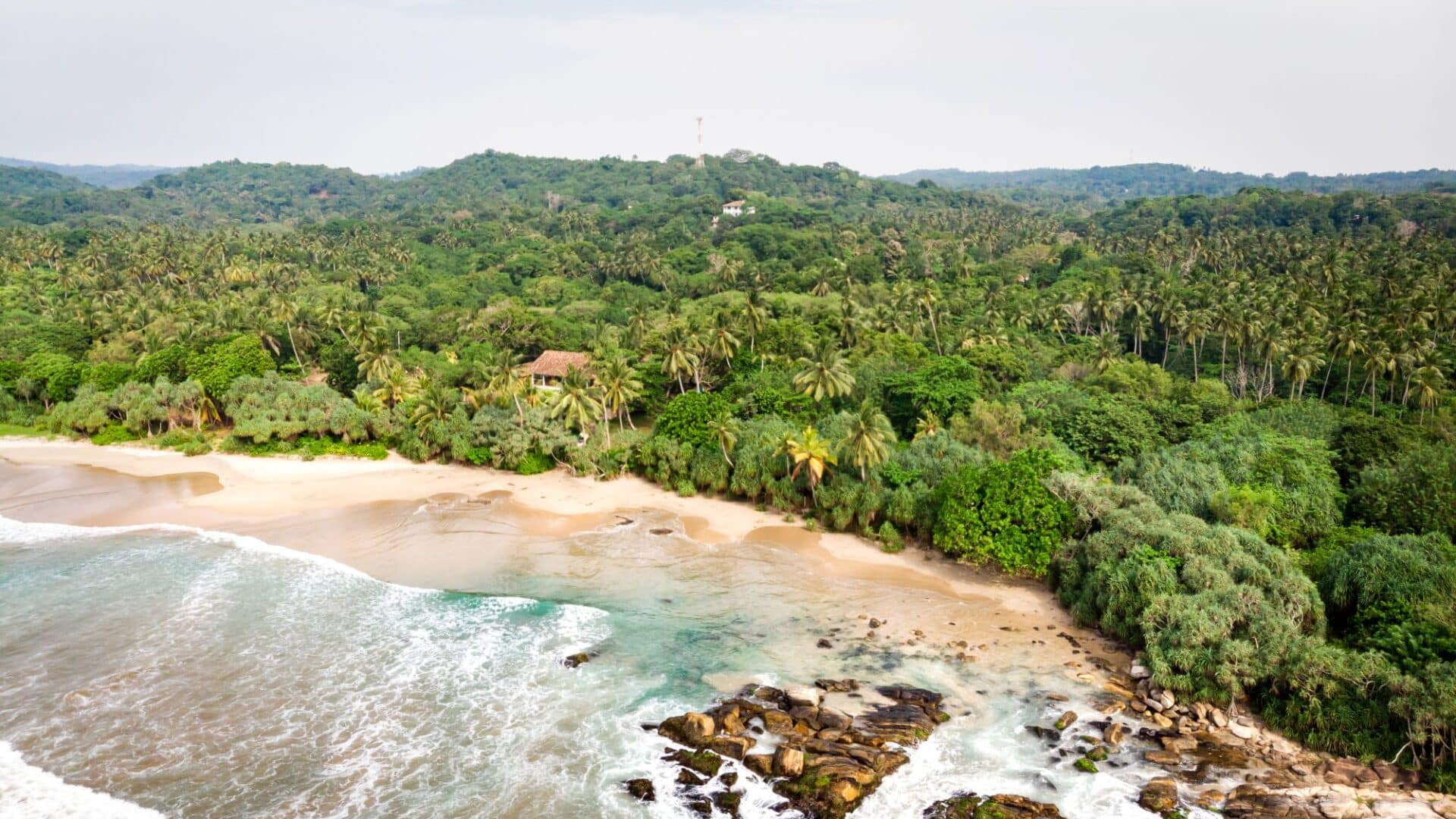 The Last House Tangalle, Sri Lanka – elegant exterior with direct access to the golden sands of Mawella Beach.