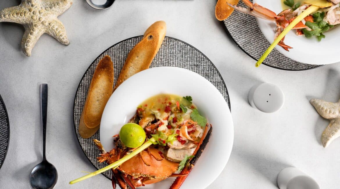 Elegant Sri Lankan crab curry dish served at Lantern Boutique Hotel – delicately spiced and beautifully presented on the South Coast of Sri Lanka