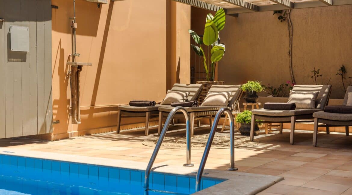 Swimming pool at Villa Nikolis, Braunis Horio, Assos, Kefalonia.