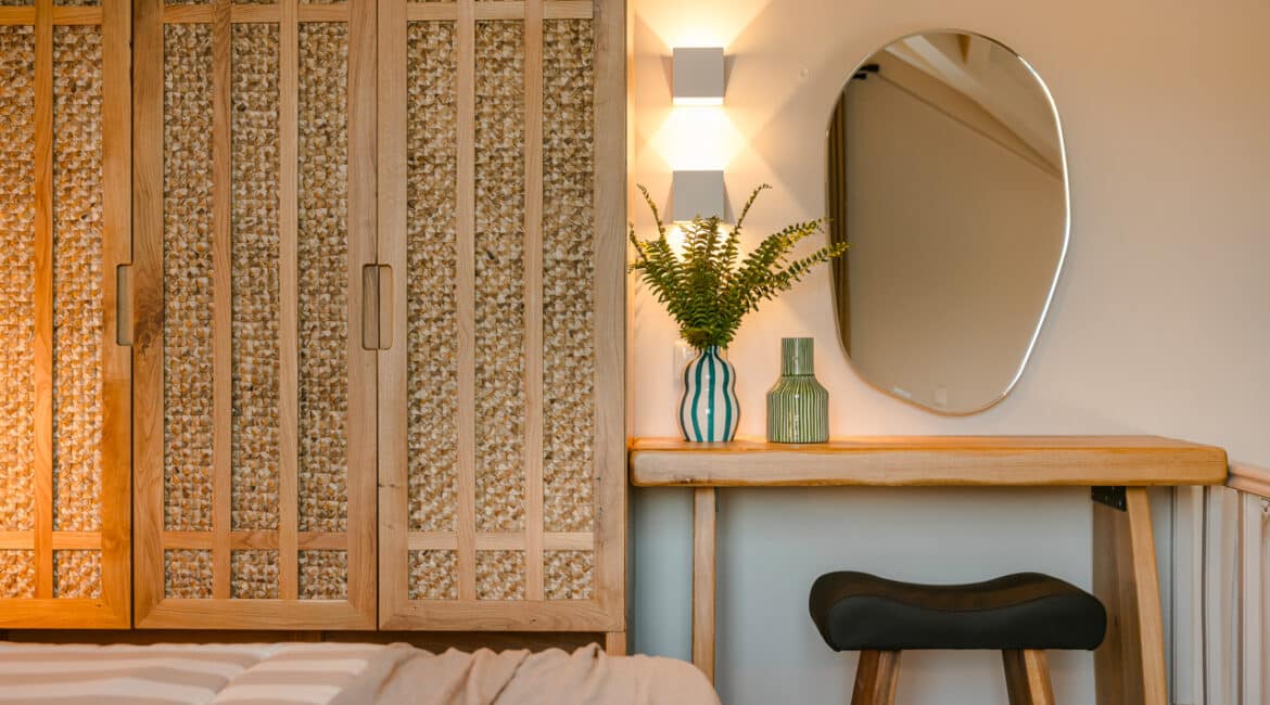 Villa Glaroni boho-inspired interiors with relaxed chic styling Braunis Horio Kefalonia
