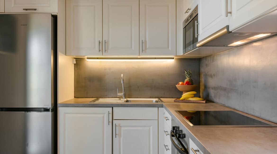 Villa Glaroni contemporary villa design modern fully fitted kitchen with stylish coastal accents Braunis Horio Kefalonia