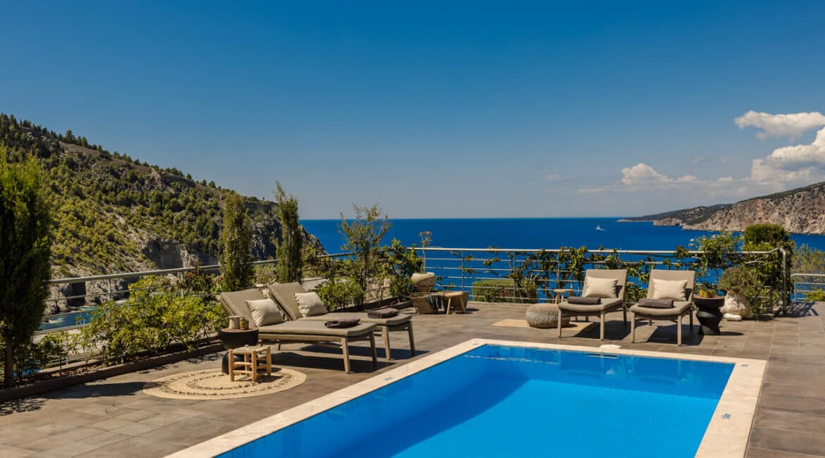 Villa Glaroni private pool and uninterupted sea views at Braunis Horio Kefalonia