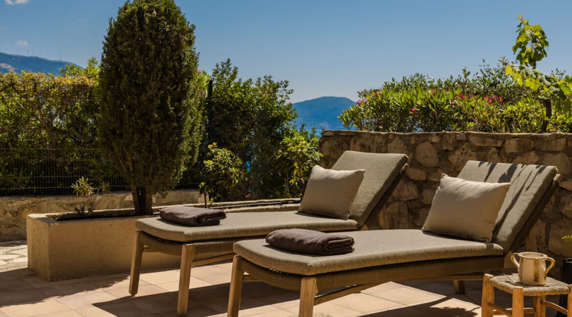 Villa Glaroni outdoor living space styled for laid-back luxury Braunis Horio Kefalonia