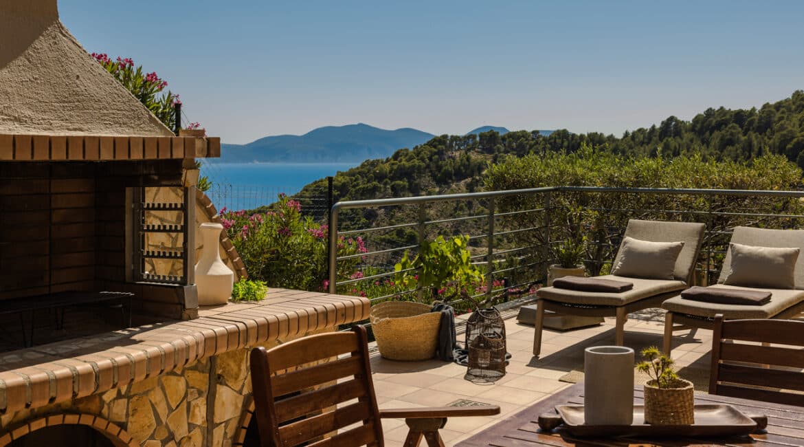 Villa Agapi villa gardens with lush Mediterranean flora Braunis Horio Kefalonia