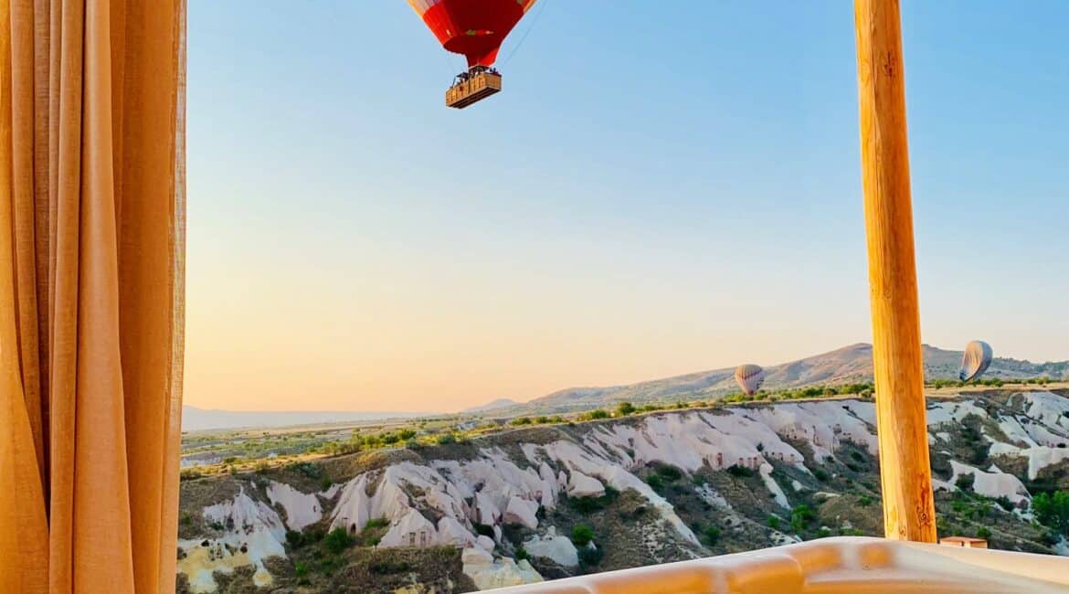 Taskonaklar Hotel Views from a hot tub on the terrace over the Pigeon Valley in Cappadocia