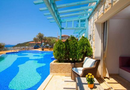 Asfiya Sea View Hotel Kalkan Swim Up room 404 terrace and swimming pool
