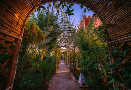 Atlas Kasbah entrance to the manicured garden