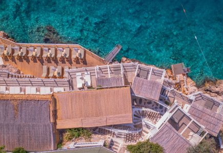 Likya Gardens cabanas and sea