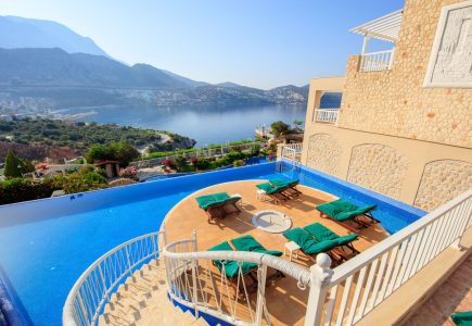 Likya Residence Owners Suite and staircase to infinity pool