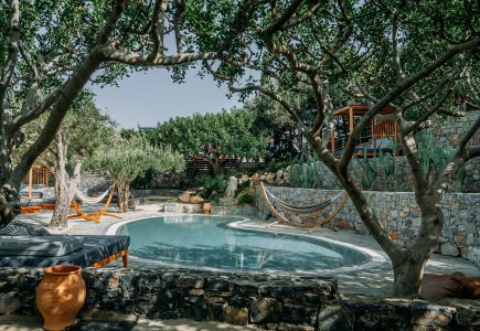 Paralos Irini Mare Agia Galini Crete poolside perfection under the shade of the olive groves