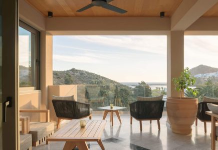 Paralos Irini Mare Agia Galini Crete shaded seating areas and stunning sea views