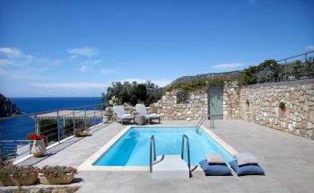 Villa Elea Braunis Horio sun terrace and pool