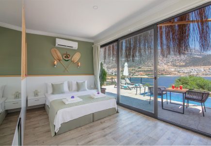 Xanthos New Deluxe Pool Suite floor to ceiling glass windows