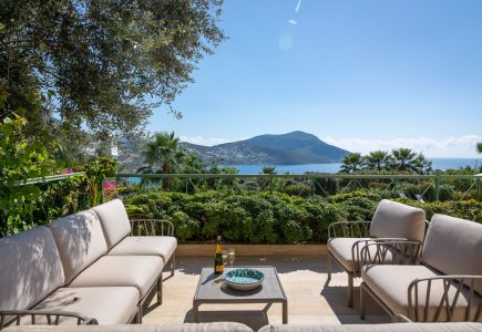 Yesil Ev Villa in Kalkan alfresco seating area and Kalkan sea views