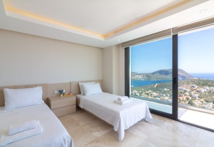 Villa Marvel twin bedroom with fantastic sea views